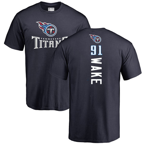 Tennessee Titans Men Navy Blue Cameron Wake Backer NFL Football #91 T Shirt